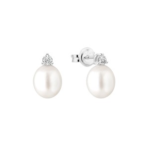 Cercei argint cu perle naturale albe si cristale DiAmanti SK25226E_W-G (Argint 925‰ 0,6 g.)